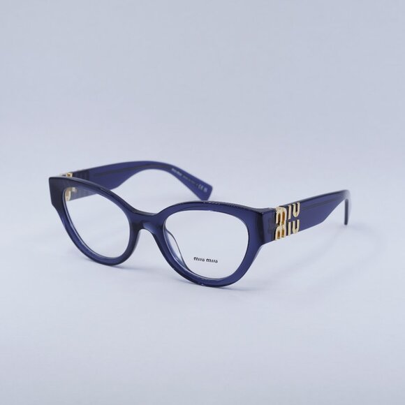 Miu Miu MU01VV 08Q1O1 Eyeglasses Blue Transparent 52mm Cat Eye Frame - Picture 1 of 11